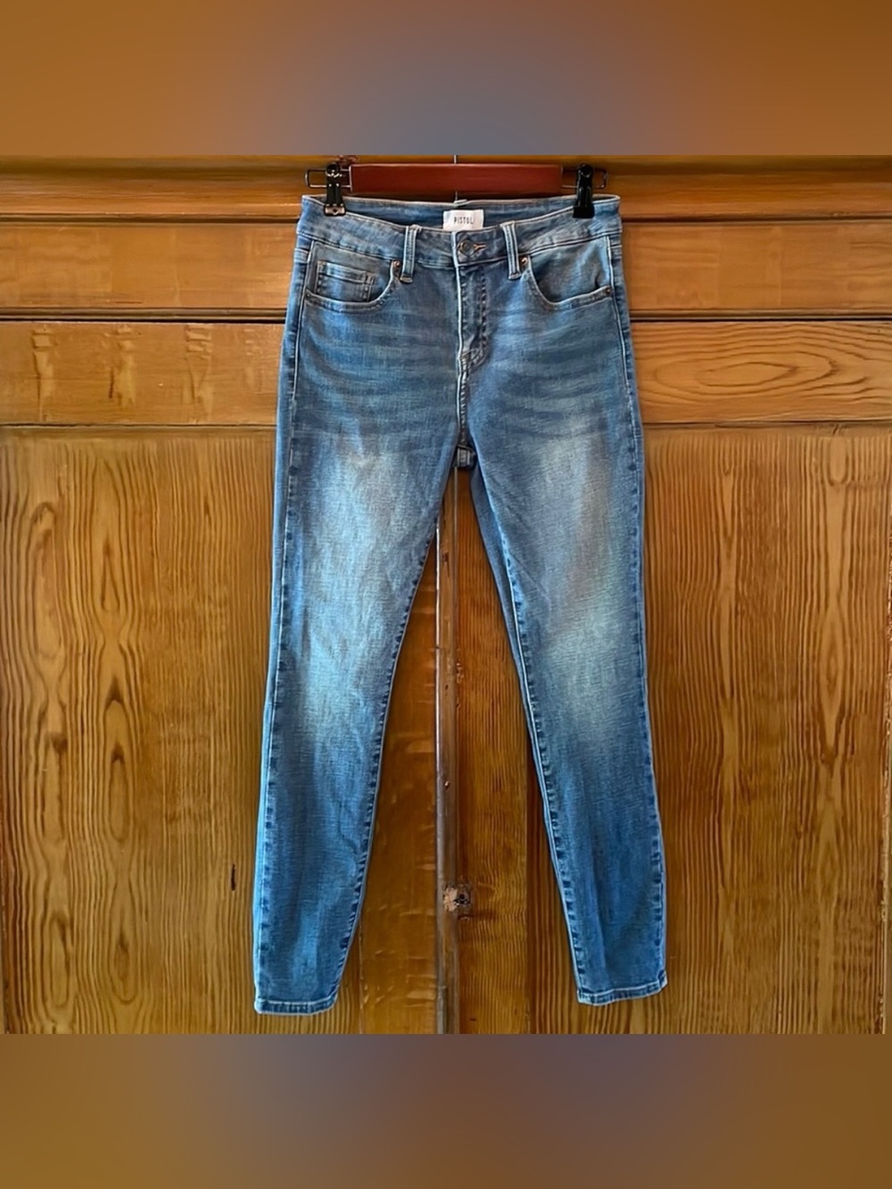 Pistola Medium Blue Skinny Jeans with Faded Wash